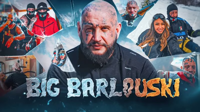 Miniature YouTube réalisée pour Seth Gueko : le titre Big Barlouski en lettres givrées et un collage de scènes en éclats de verre
