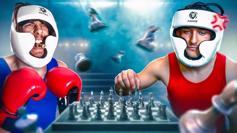 Miniature YouTube sans texte : un boxeur face à un joueur d’échecs